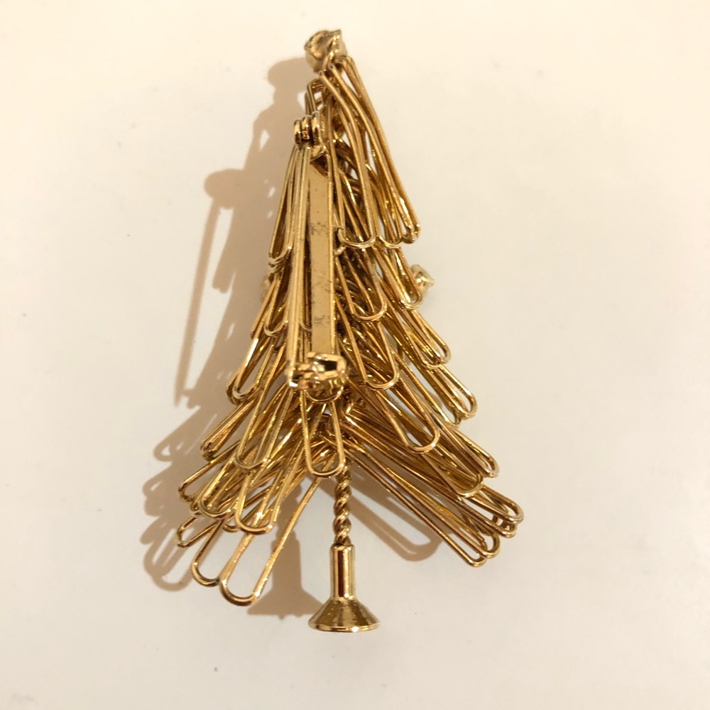 Gold Tone Christmas Tree Brooch - Picture 2 of 3